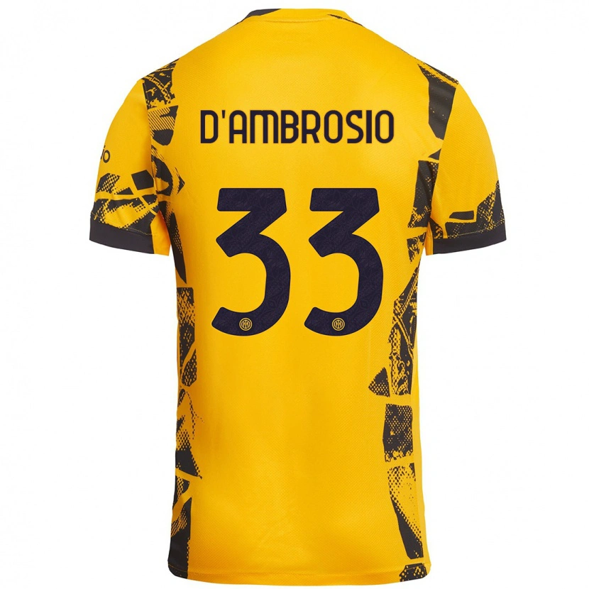 Danxen Pánské Danilo D'ambrosio #33 Zlatá Černá Třetí Hráčské Dresy 2024/25 Dres