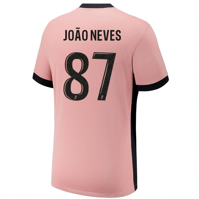 Danxen Pánské João Neves #87 Rezavě Růžová Třetí Hráčské Dresy 2024/25 Dres