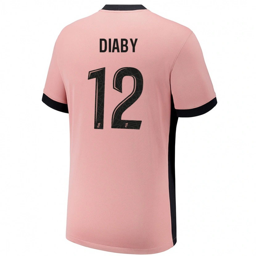 Danxen Pánské Ibrahima Diaby #12 Rezavě Růžová Třetí Hráčské Dresy 2024/25 Dres