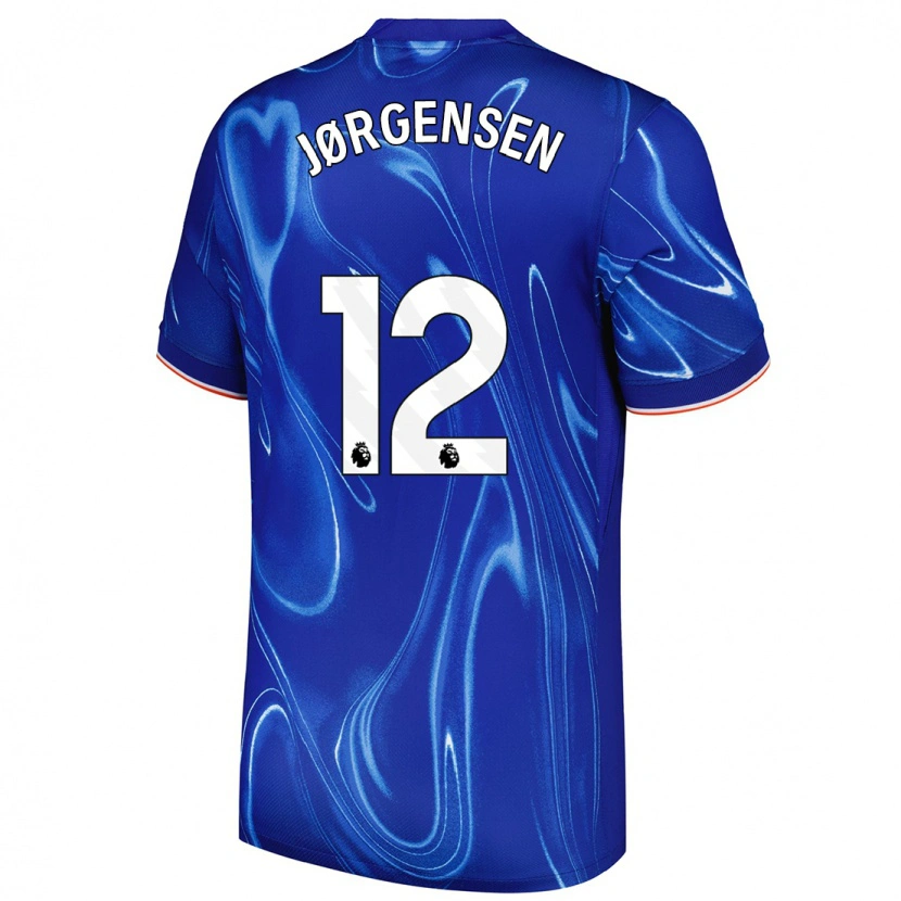 Danxen Dámské Filip Jørgensen #12 Modrá Bílá Domů Hráčské Dresy 2024/25 Dres