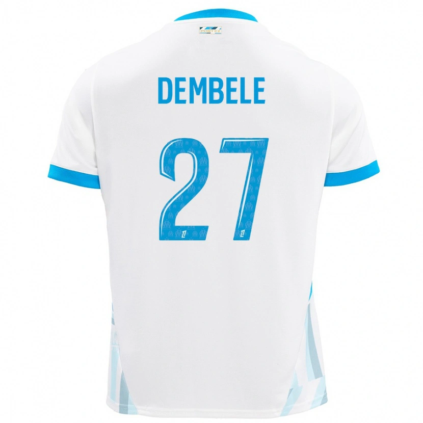 Danxen Dámské Coumba Dembélé #27 Bílá Nebesky Modrá Domů Hráčské Dresy 2024/25 Dres