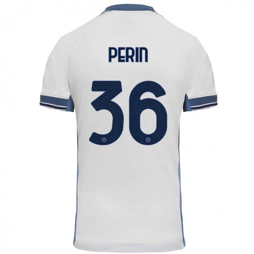 Danxen Dámské Nicolo Perin #36 Bílá Šedá Daleko Hráčské Dresy 2024/25 Dres