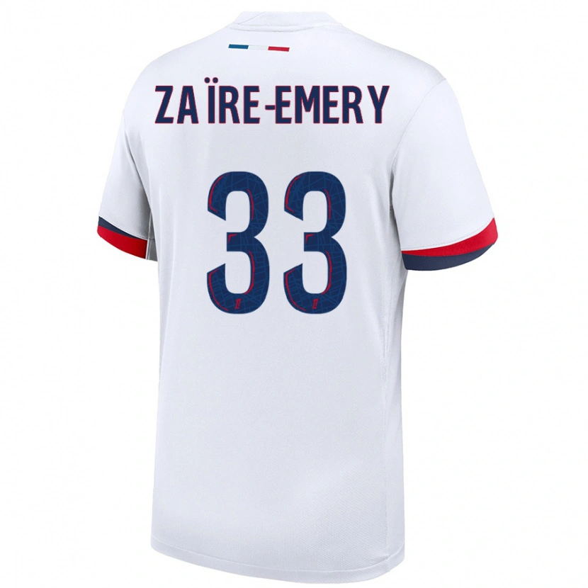 Danxen Dámské Warren Zaïre-Emery #33 Bílá Modrá Červená Daleko Hráčské Dresy 2024/25 Dres