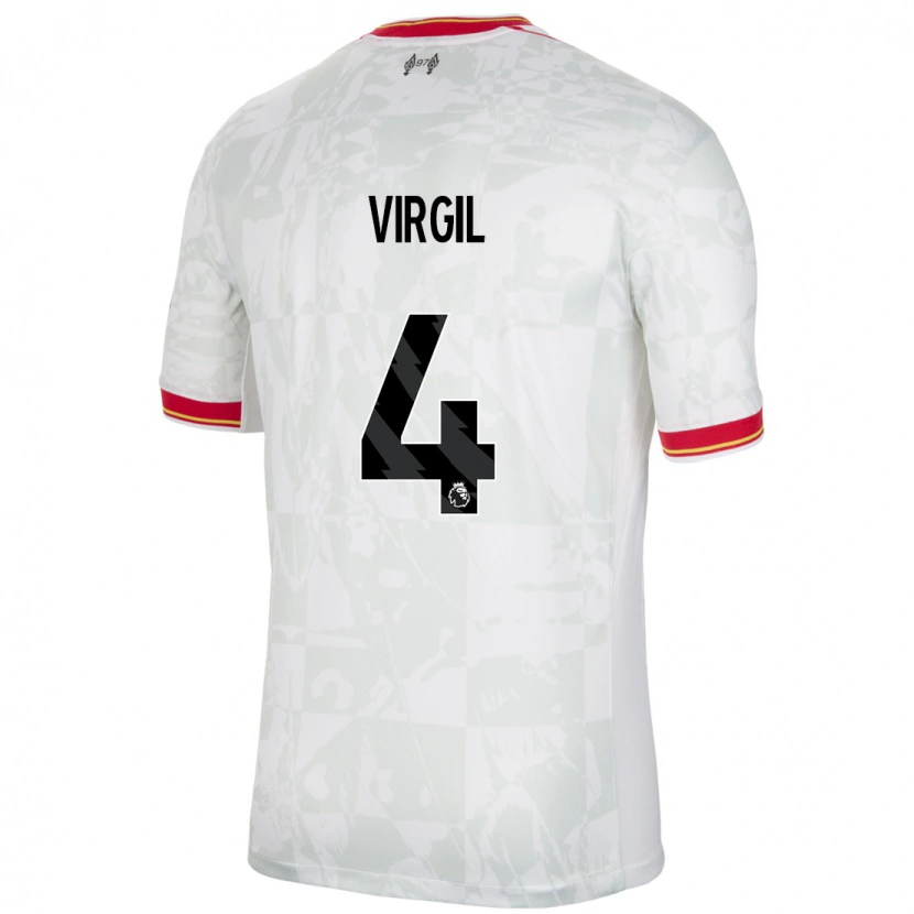 Danxen Dámské Virgil Van Dijk #4 Bílá Červená Černá Třetí Hráčské Dresy 2024/25 Dres