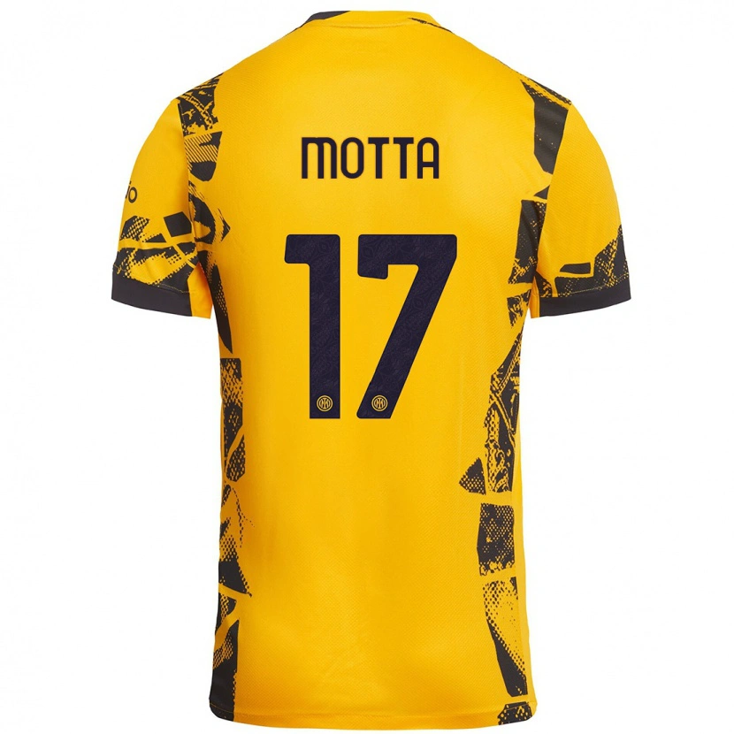 Danxen Dámské Matteo Motta #17 Zlatá Černá Třetí Hráčské Dresy 2024/25 Dres