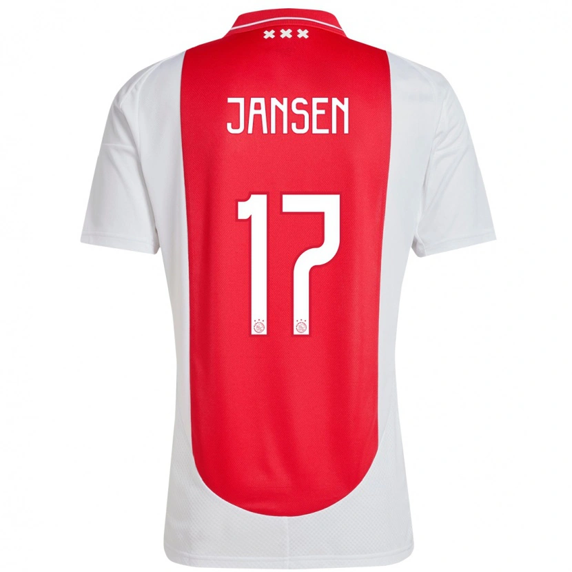 Danxen Dětské Bente Jansen #17 Červená Bílá Domů Hráčské Dresy 2024/25 Dres