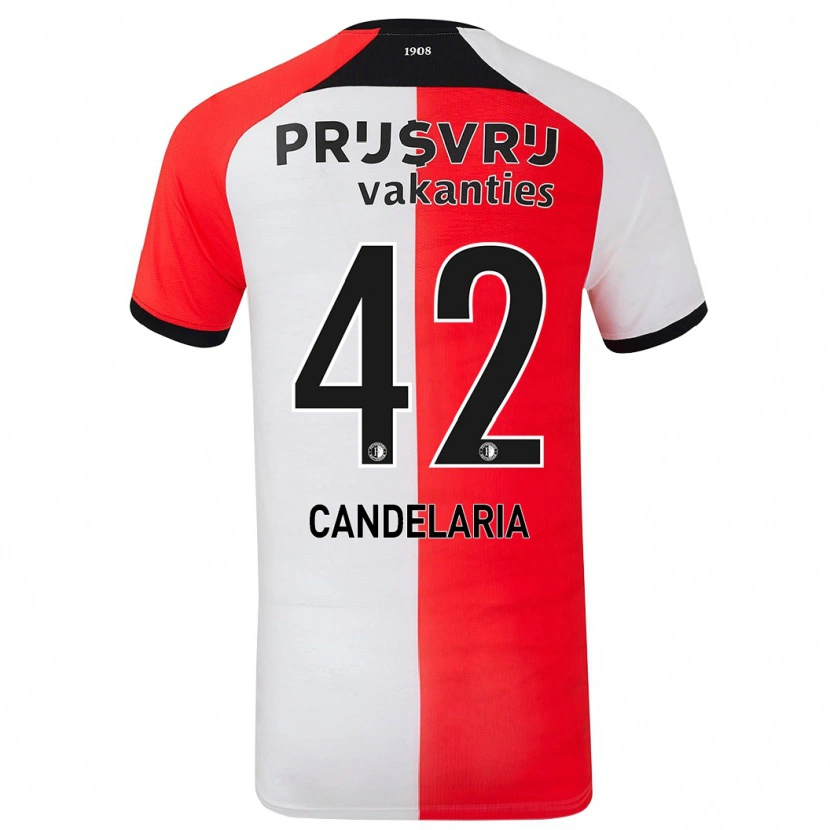 Danxen Dětské Jayden Candelaria #42 Červená Bílá Domů Hráčské Dresy 2024/25 Dres