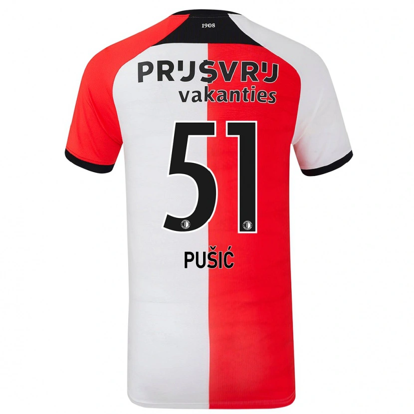 Danxen Dětské Noah Pušić #51 Červená Bílá Domů Hráčské Dresy 2024/25 Dres