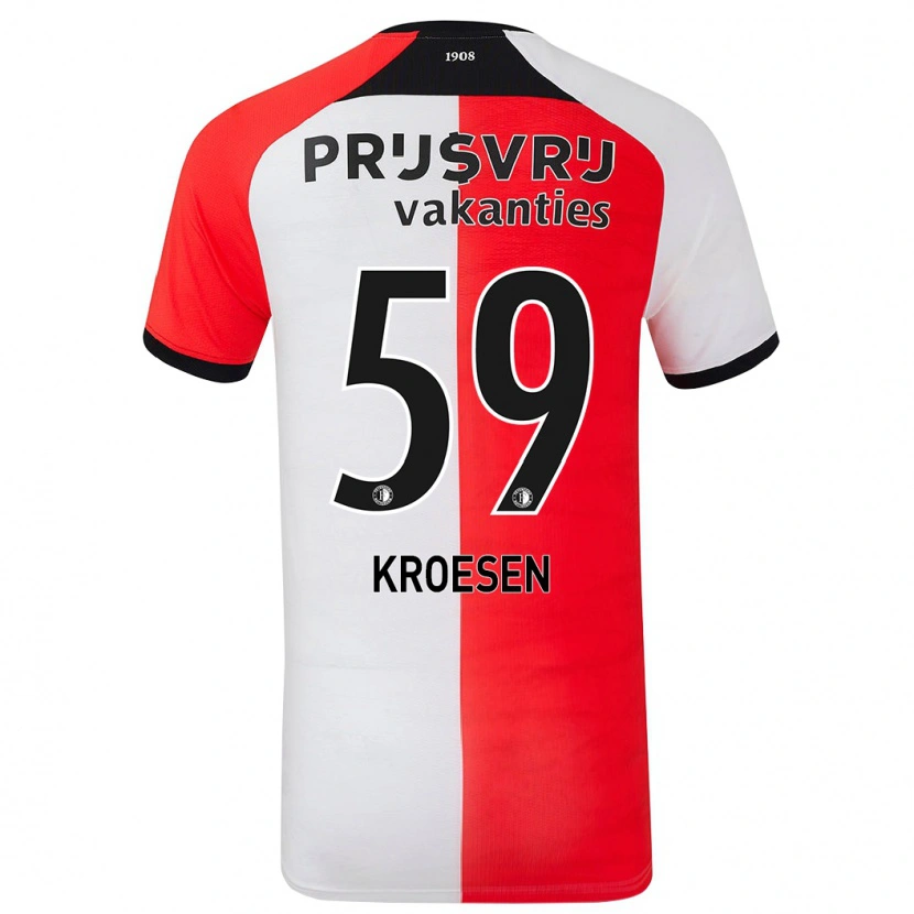 Danxen Dětské Jaimy Kroesen #59 Červená Bílá Domů Hráčské Dresy 2024/25 Dres