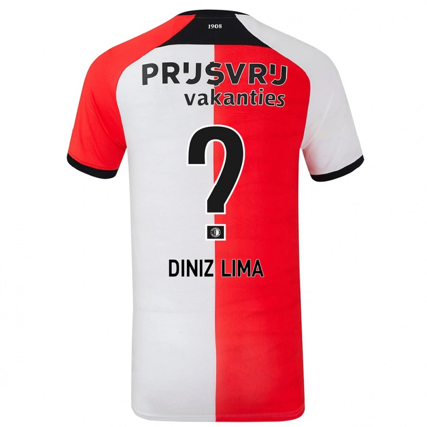 Danxen Dětské Lucas Diniz Lima #0 Červená Bílá Domů Hráčské Dresy 2024/25 Dres