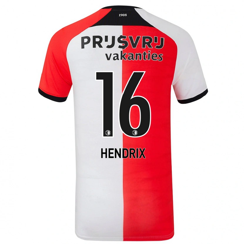 Danxen Dětské Jorrit Hendrix #16 Červená Bílá Domů Hráčské Dresy 2024/25 Dres