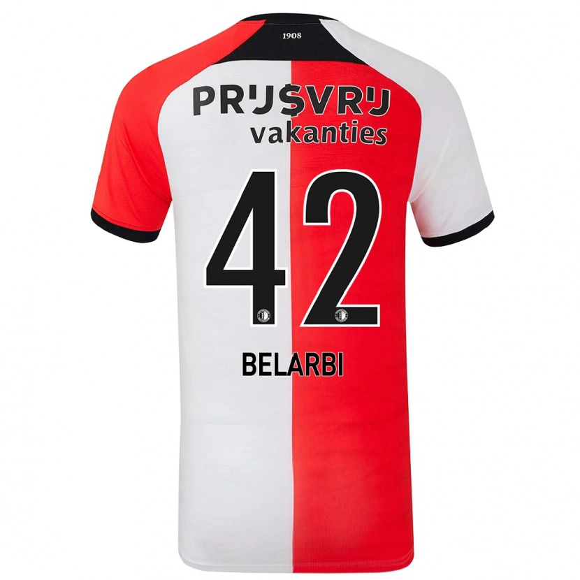 Danxen Dětské Abdel Belarbi #42 Červená Bílá Domů Hráčské Dresy 2024/25 Dres