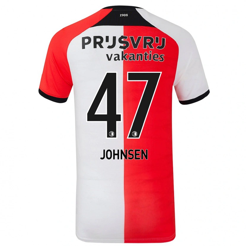 Danxen Dětské Mikael Torset Johnsen #47 Červená Bílá Domů Hráčské Dresy 2024/25 Dres