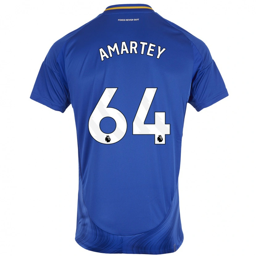 Danxen Dětské Bobby Amartey #64 Modrá Bílá Domů Hráčské Dresy 2024/25 Dres