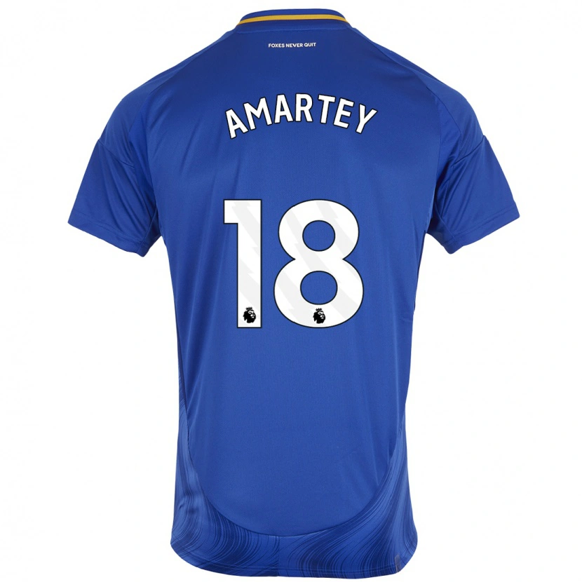 Danxen Dětské Daniel Amartey #18 Modrá Bílá Domů Hráčské Dresy 2024/25 Dres