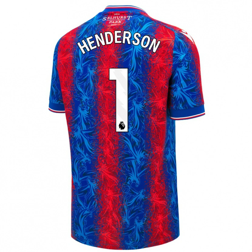 Danxen Dětské Dean Henderson #1 Červené Modré Pruhy Domů Hráčské Dresy 2024/25 Dres