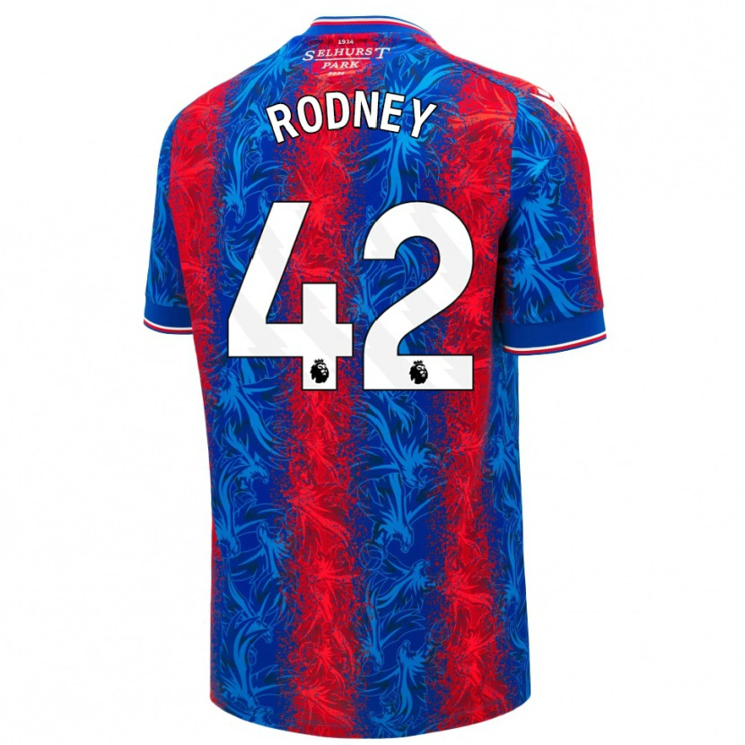 Danxen Dětské Kaden Rodney #42 Červené Modré Pruhy Domů Hráčské Dresy 2024/25 Dres