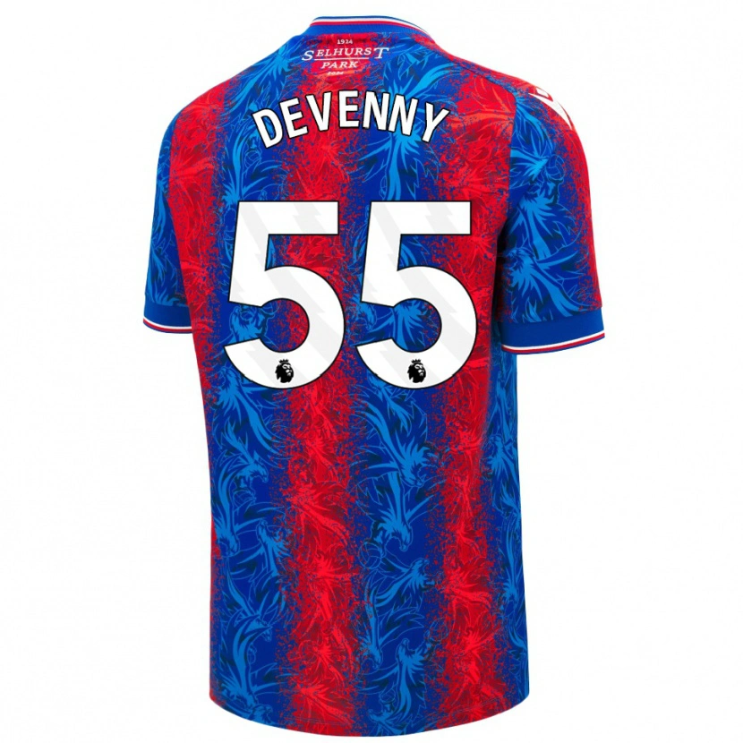 Danxen Dětské Justin Devenny #55 Červené Modré Pruhy Domů Hráčské Dresy 2024/25 Dres