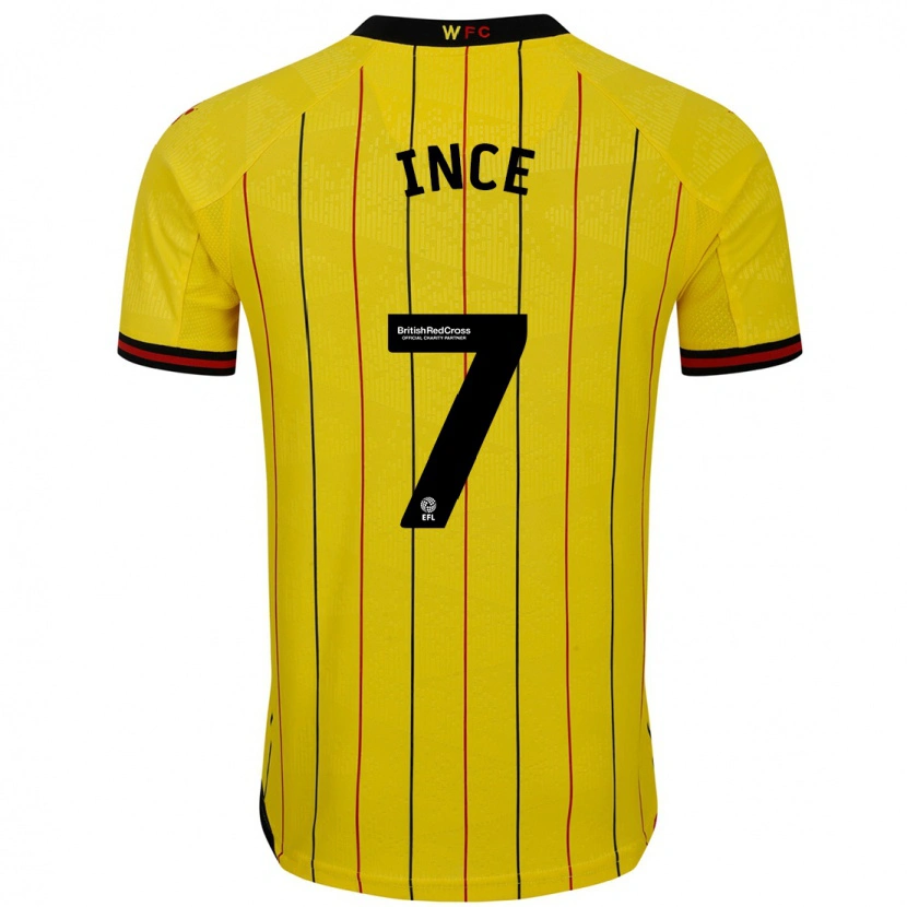 Danxen Dětské Tom Ince #7 Žlutá Černá Domů Hráčské Dresy 2024/25 Dres