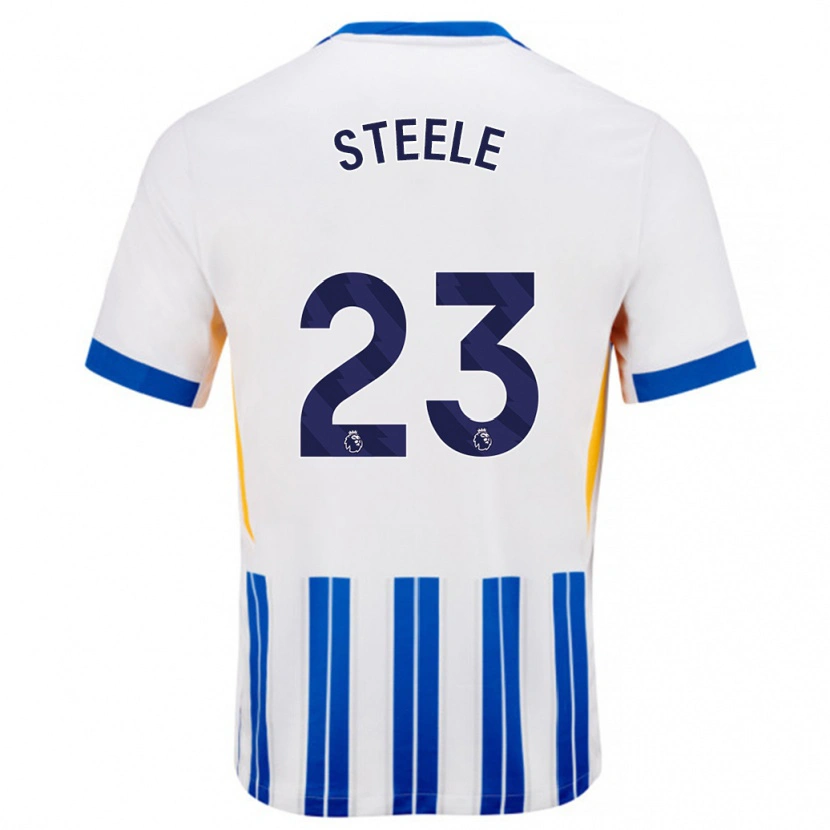 Danxen Dětské Jason Steele #23 Bílé Modré Proužky Domů Hráčské Dresy 2024/25 Dres