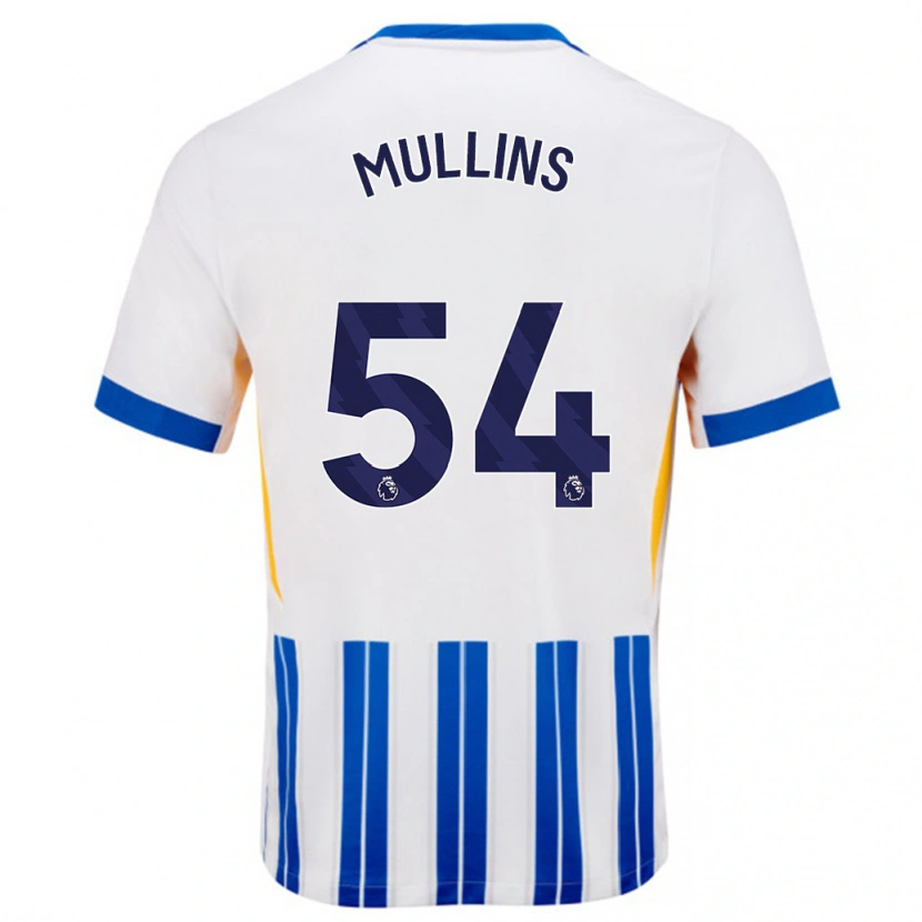 Danxen Dětské Jamie Mullins #54 Bílé Modré Proužky Domů Hráčské Dresy 2024/25 Dres