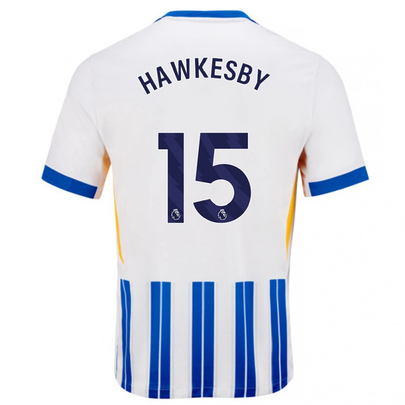 Danxen Dětské Mackenzie Hawkesby #15 Bílé Modré Proužky Domů Hráčské Dresy 2024/25 Dres