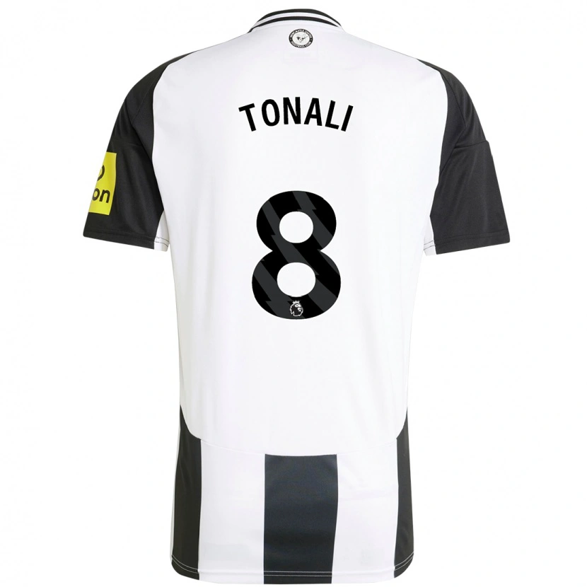 Danxen Dětské Sandro Tonali #8 Bílá Černá Domů Hráčské Dresy 2024/25 Dres