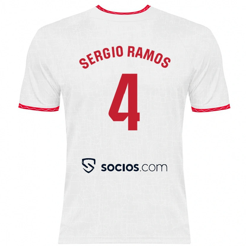 Danxen Dětské Sergio Ramos #4 Bílá Červená Domů Hráčské Dresy 2024/25 Dres