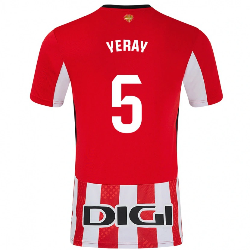 Danxen Dětské Yeray Álvarez #5 Červená Bílá Domů Hráčské Dresy 2024/25 Dres