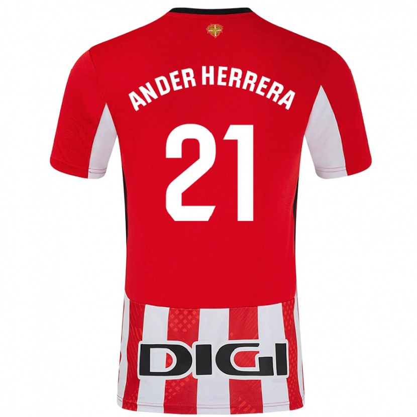 Danxen Dětské Ander Herrera #21 Červená Bílá Domů Hráčské Dresy 2024/25 Dres