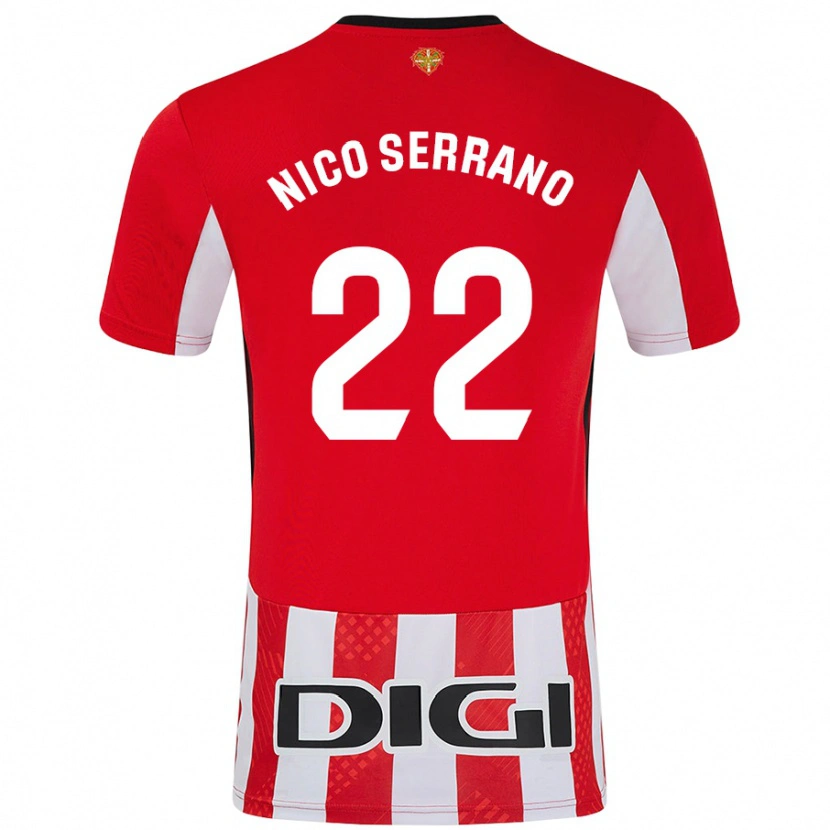 Danxen Dětské Nico Serrano #22 Červená Bílá Domů Hráčské Dresy 2024/25 Dres