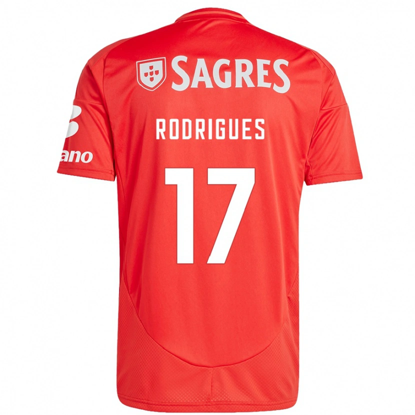 Danxen Dětské Tiago Rodrigues #17 Červená Bílá Domů Hráčské Dresy 2024/25 Dres