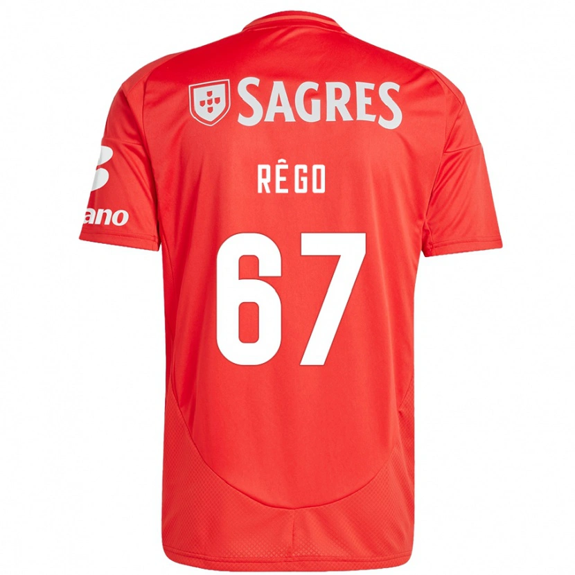 Danxen Dětské Rodrigo Rêgo #67 Červená Bílá Domů Hráčské Dresy 2024/25 Dres