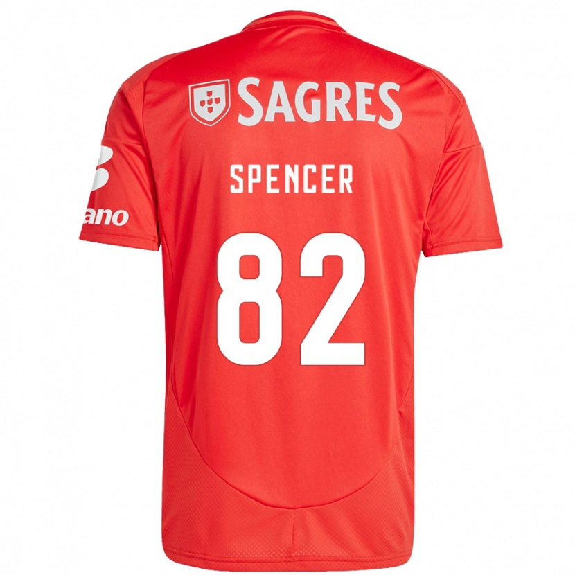 Danxen Dětské Diogo Spencer #82 Červená Bílá Domů Hráčské Dresy 2024/25 Dres