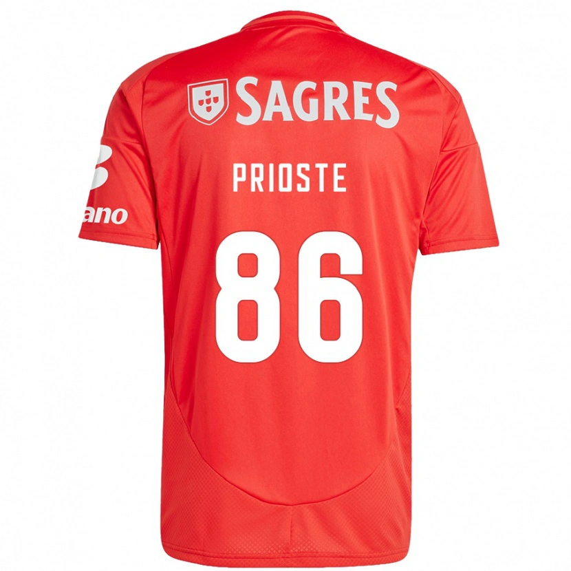 Danxen Dětské Diogo Prioste #86 Červená Bílá Domů Hráčské Dresy 2024/25 Dres