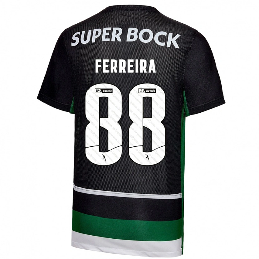 Danxen Dětské Tiago Ferreira #88 Černá Bílá Zelená Domů Hráčské Dresy 2024/25 Dres