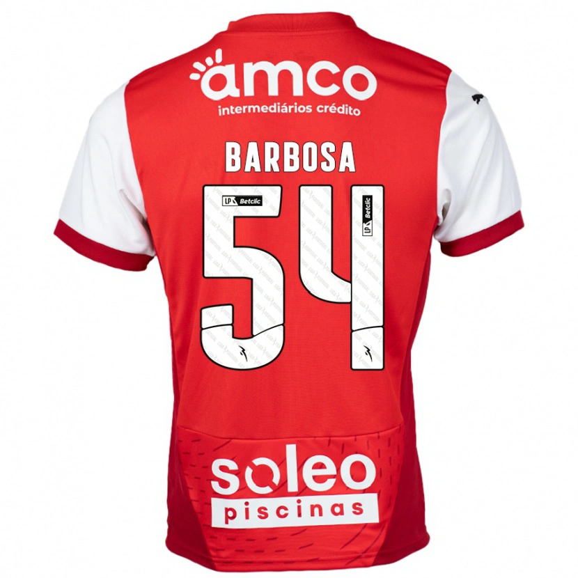 Danxen Dětské Guilherme Barbosa #54 Červená Bílá Domů Hráčské Dresy 2024/25 Dres