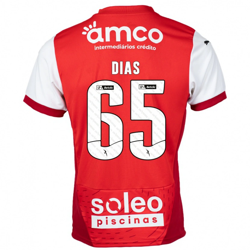 Danxen Dětské Leandro Dias #65 Červená Bílá Domů Hráčské Dresy 2024/25 Dres