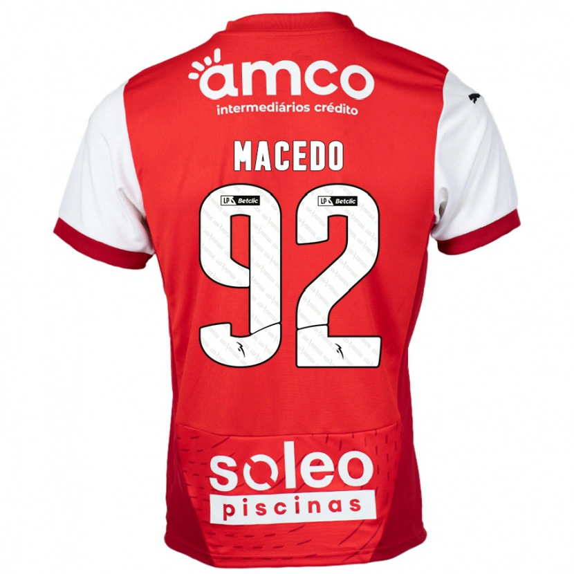 Danxen Dětské Rodrigo Macedo #92 Červená Bílá Domů Hráčské Dresy 2024/25 Dres