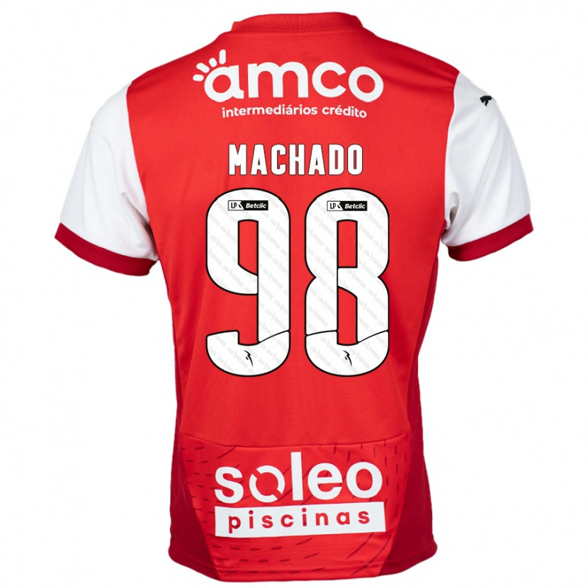 Danxen Dětské Gonçalo Machado #98 Červená Bílá Domů Hráčské Dresy 2024/25 Dres