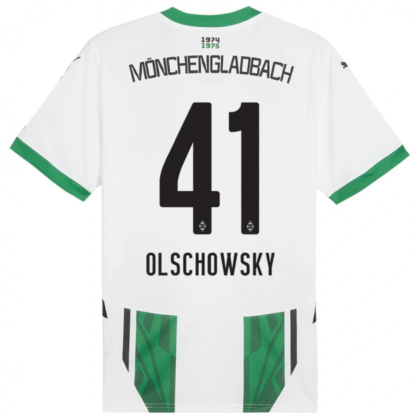 Danxen Dětské Jan Olschowsky #41 Bílá Zelená Domů Hráčské Dresy 2024/25 Dres