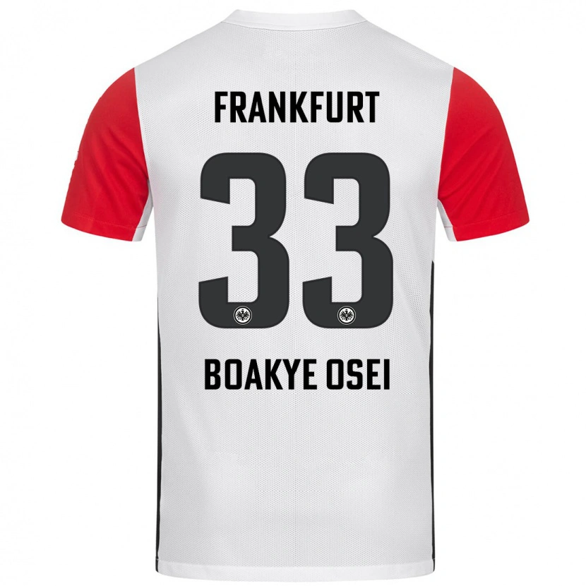 Danxen Dětské Derek Boakye-Osei #33 Bílá Červená Domů Hráčské Dresy 2024/25 Dres