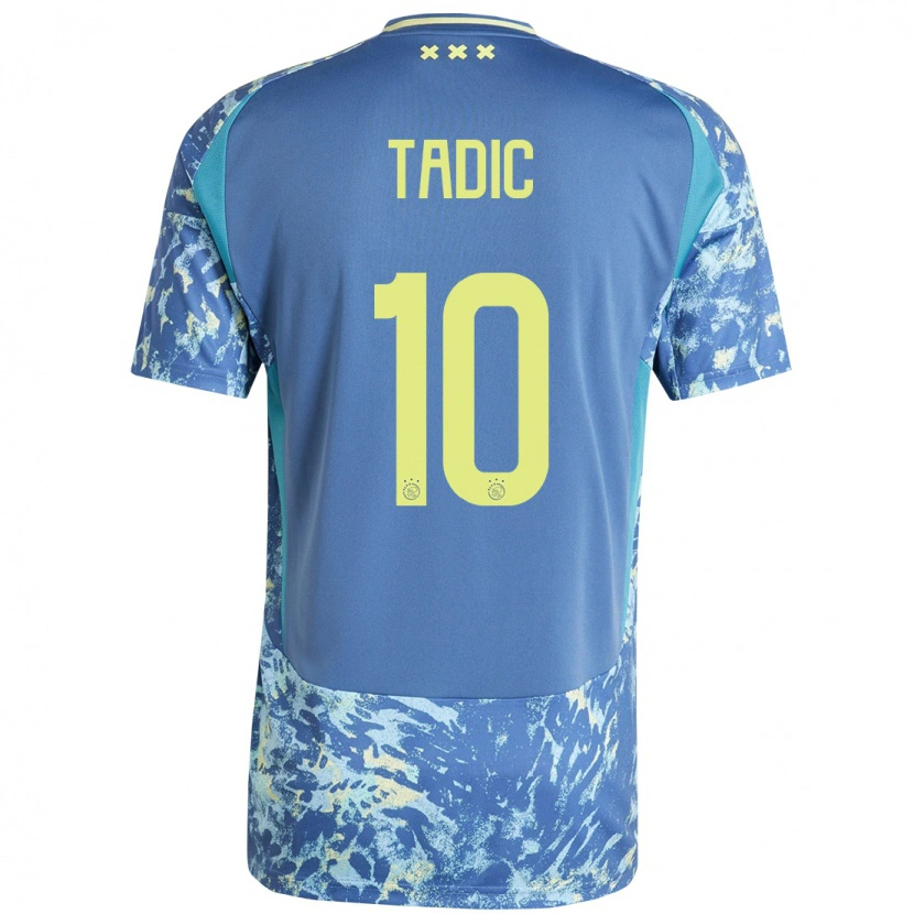 Danxen Dětské Dusan Tadic #10 Šedá Modrá Žlutá Daleko Hráčské Dresy 2024/25 Dres