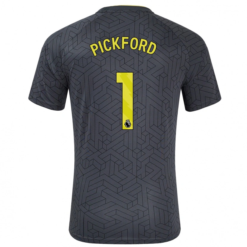 Danxen Dětské Jordan Pickford #1 Černá Žlutá Daleko Hráčské Dresy 2024/25 Dres