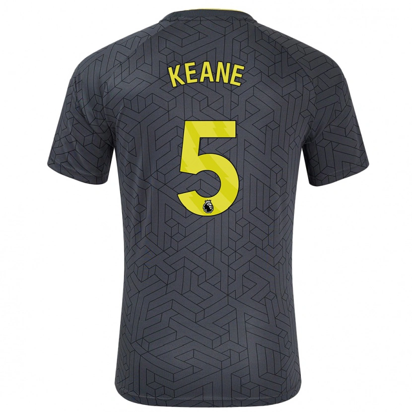 Danxen Dětské Michael Keane #5 Černá Žlutá Daleko Hráčské Dresy 2024/25 Dres