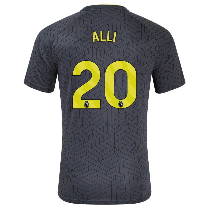 Danxen Dětské Dele Alli #20 Černá Žlutá Daleko Hráčské Dresy 2024/25 Dres