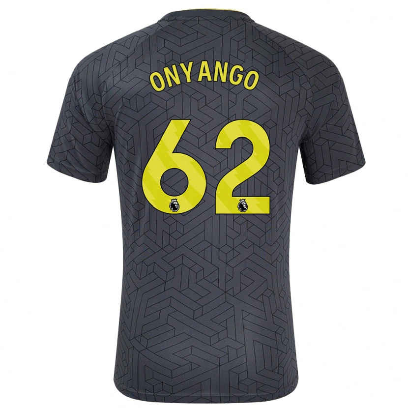 Danxen Dětské Tyler Onyango #62 Černá Žlutá Daleko Hráčské Dresy 2024/25 Dres