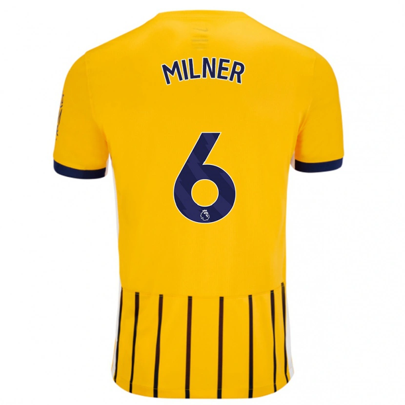 Danxen Dětské James Milner #6 Zlaté Modré Proužky Daleko Hráčské Dresy 2024/25 Dres