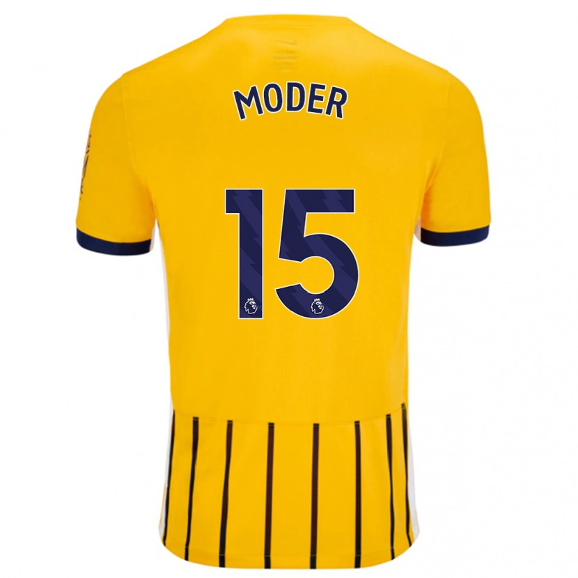 Danxen Dětské Jakub Moder #15 Zlaté Modré Proužky Daleko Hráčské Dresy 2024/25 Dres