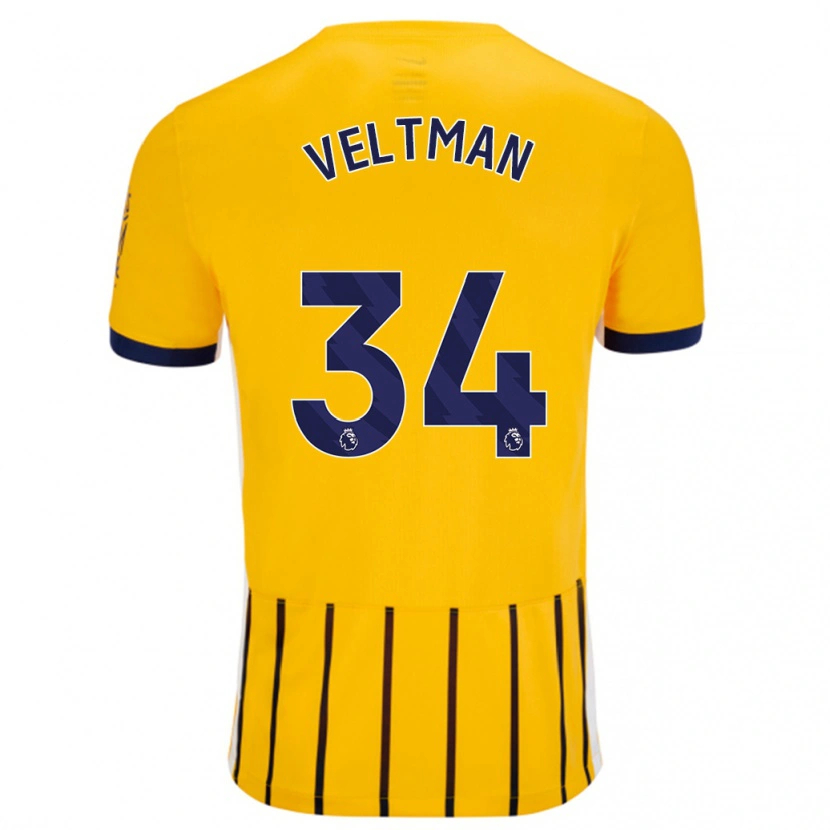 Danxen Dětské Joël Veltman #34 Zlaté Modré Proužky Daleko Hráčské Dresy 2024/25 Dres